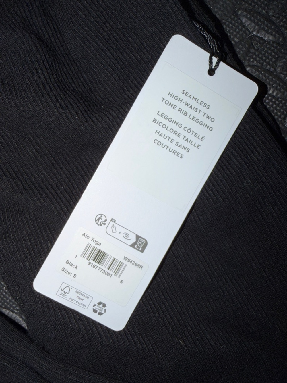 ALO Yoga Black Ribbed High-Waist Leggings - Picture 2 of 3